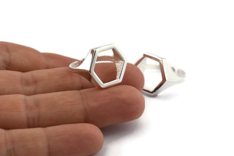 Silver Hexagon Ring, 925 Silver Adjustable Hexagon Rings Pad Size 12 –  Yakutum Ltd.