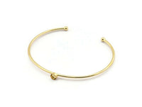 Gold Round Cuff, Gold Plated Brass Bracelet Stone Setting With 1 Pad -  Pad Size 5mm D1652