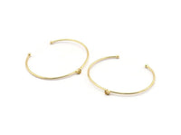 Gold Round Cuff, Gold Plated Brass Bracelet Stone Setting With 1 Pad -  Pad Size 5mm D1652