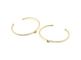 Gold Round Cuff, Gold Plated Brass Bracelet Stone Setting With 1 Pad -  Pad Size 5mm D1652