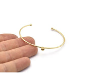 Gold Round Cuff, Gold Plated Brass Bracelet Stone Setting With 1 Pad -  Pad Size 5mm D1652