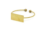 Open Cuff Ball End, 3 Raw Brass Open Bracelets with Ball Ending and Rectangle Blank  V002