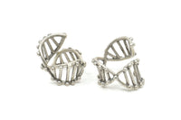 Silver DNA Ring, Antique Silver Plated Brass Adjustable DNA Shaped Rings N0016