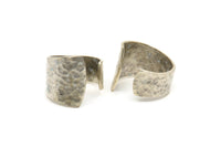 Hammered Open Ring, Antique Silver Plated Brass Adjustable Hammered Shield Open Rings N0137