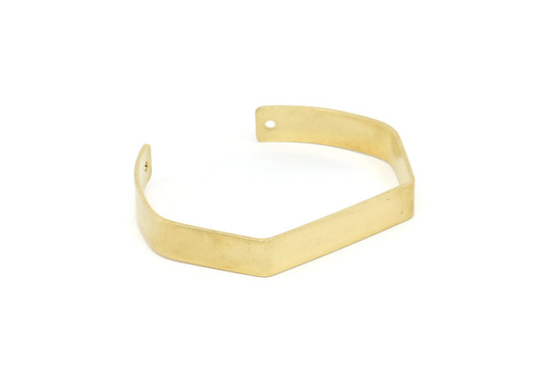 140mm Brass Cuff - 2 Raw Brass Cuff Bracelet Blank Bangles With 2 Holes  (140x8x1mm) BRC179