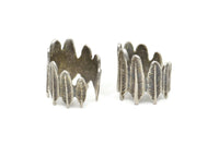 Silver Leaf Rings, Antique Silver Plated Brass Adjustable Leaf Rings N0029