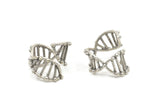 Silver DNA Ring, Antique Silver Plated Brass Adjustable DNA Shaped Rings N0016