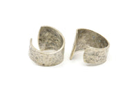 Hammered Open Ring, Antique Silver Plated Brass Adjustable Hammered Shield Open Rings N0137