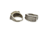 Smooth Band Rings, Antique Silver Plated Brass Smooth Band Wide Ring Setting N0011