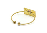 Open Cuff Ball End, 3 Raw Brass Open Bracelets with Ball Ending and Rectangle Blank  V002