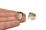 Hammered Open Ring, Antique Silver Plated Brass Adjustable Hammered Shield Open Rings N0137