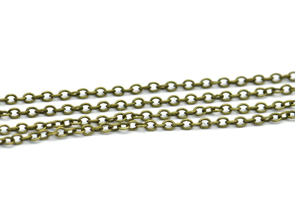 Green Cable Chain, Antique Bronze Tone Brass Soldered Chain (2.4x2mm) 3m-5m-10m-20m-50m-90m Mb 8-41