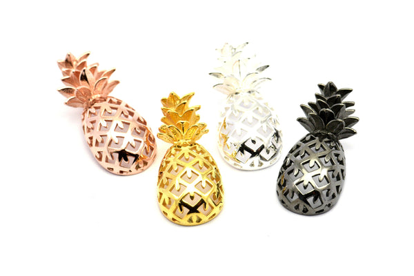 Pineapple Necklace Pendant - 925 Silver, Gold Plated, Rose Gold Plated, Black Plated Pineapple Pendants (30x13.4x6.3mm) N0250