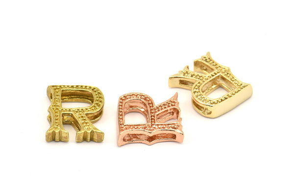 3 Letter Pendants, 3 Brass Letter Alphabets, Rose Gold and Gold Finish Options, Uppercase, Letter Initial Pendant for Personalized Necklaces