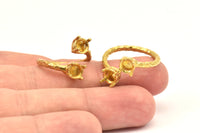 Adjustable Ring Settings - 4 Raw Brass 4 Claw Ring Blanks - Pad Size 5mm N0292