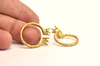 Adjustable Ring Settings - 4 Raw Brass 4 Claw Ring Blanks - Pad Size 4mm N0327