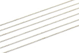 1 Meter - 3.3 Feet 1 Mm Silver Tone Brass Faceted Ball Chain - W69 ( Z030 )