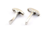 Silver Cufflink Finding, 6 Silver Tone Cufflink Blanks A0650