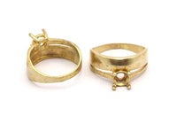 Engagement Ring Setting - 4 Raw Brass Ring Settings (17.18.19 MM) Mn67