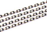 Black Soldered Chain, Raw Brass Faceted Soldered Cable Chain (2.6x4.3mm) Z181