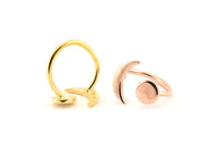 Universe Cosmos Ring, 925 Silver Rose Gold Plated, 925 Silver Gold Plated Moon And Planet Rings - Round Cabochon Size: 6mm N0127