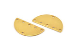 Semi Circle Blank, 3 Gold Plated Brass Semi Circle Blanks With 6 Holes (32x16x0.80) A0848 Q0472