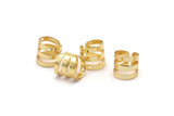 Wide Ear Cuff, 8 Gold Plated Brass Ear Cuffs With 3 Holes (9mm) D0148