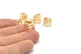 Wide Ear Cuff, 8 Gold Plated Brass Ear Cuffs With 3 Holes (9mm) D0148