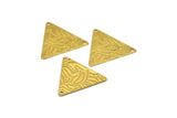 Textured Triangle Blank, 25 Raw Brass Triangle Charms With 2 Holes (22x25mm) D0203--y320 Y185