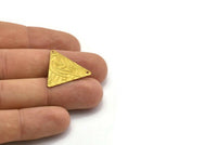 Textured Triangle Blank, 25 Raw Brass Triangle Charms With 2 Holes (22x25mm) D0203--y320 Y185