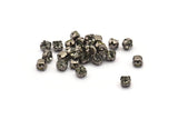 12 Black Diamond Crystal Rhinestone Beads With 4 Holes Brass Setting for SS24, Charms, Pendants, Earrings - 5.3mm SS24