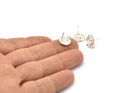 Silver Round Earring, 2 925 Silver Round Earring Studs, With 1 Loop (11mm) N1213 H0269