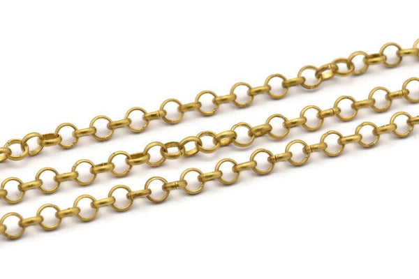 Brass Rolo Chain, Raw Brass Rolo Belcher Chain, Link Chain (5mm) MB 8-29 Z161