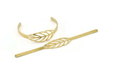 Brass Bracelet Blank, 2 Raw Brass Flat Bracelet With 2 Holes, Leaf Bracelet Findings (145x6x0.80mm) SMP0850