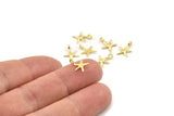 Brass Starfish Charm, Raw Brass Starfish Charms With 1 Loop, Bracelet Parts (11x9mm) N2442