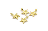 Brass Starfish Charm, Raw Brass Starfish Charms With 1 Loop, Bracelet Parts (10x8mm) N2445