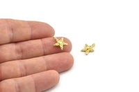 Brass Star Charm, Raw Brass Star Charms With 1 Loop, Bracelet Charms (13x11x2.5mm) N2444