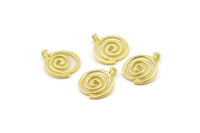 Brass Swirl Charm, Raw Brass Whirlpool Charms With 1 Loop, Bracelet Charms (10x1mm) N2450