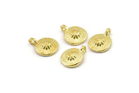 Brass Round Charm, Raw Brass Flower Charms With 1 Loop, Bracelet Charms (11x8x2.5mm) N2459