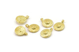 Brass Round Charm, Raw Brass Flower Charms With 1 Loop, Bracelet Charms (11x8x2.5mm) N2459