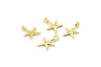 Brass Starfish Charm, Raw Brass Starfish Charms With 1 Loop, Bracelet Parts (11x9mm) N2442