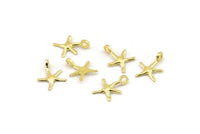 Brass Starfish Charm, Raw Brass Starfish Charms With 1 Loop, Bracelet Parts (11x9mm) N2442