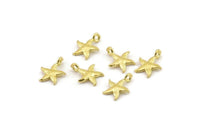 Brass Starfish Charm, Raw Brass Starfish Charms With 1 Loop, Bracelet Parts (10x8mm) N2445