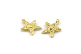 Brass Star Charm, Raw Brass Star Charms With 1 Loop, Bracelet Charms (13x11x2.5mm) N2444