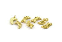 Brass Moon Charm, Raw Brass Crescent Moon Charms With 1 Loop, Bracelet Charms (11x3x3mm) N2449