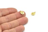 Brass Round Charm, Raw Brass Flower Charms With 1 Loop, Bracelet Charms (11x8x2.5mm) N2459