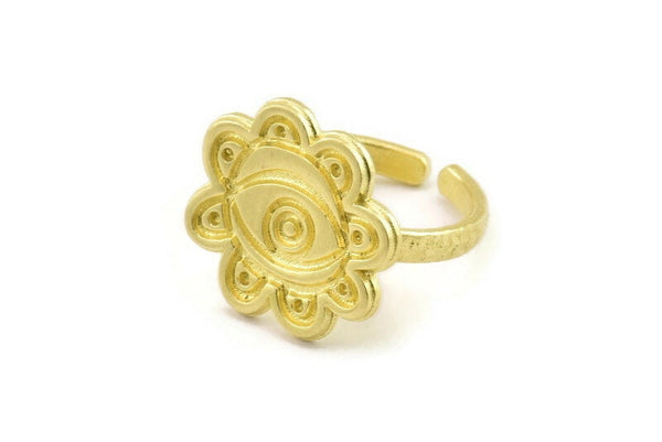 Brass Eye Ring, Raw Brass Eye Rings, Adjustable Rings, Evil Eye Rings - N2521