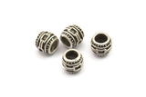 Tiny Textured Beads, 8 Antique Silver Plated Brass Textured Tiny Beads, Leather Bracelet Connectors (7x8mm) N0526