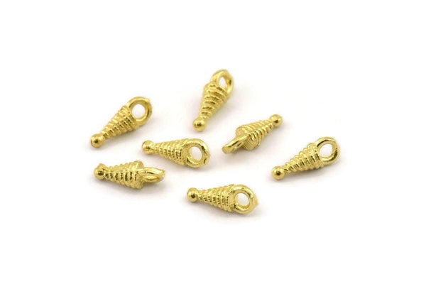 Brass Drop Charm, Bracelet Findings, Bracelet Charms, Mini Studs Charms, Cones Small Charms, Bracelet And Necklace Findings (9x3mm) N2484