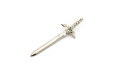 Zelda Sword Charm, 2 Silver Tone Brass Sword Charms with 1 Loop, Earrings,Charms Pendants, Findings (49x15mm) N0800 H0966